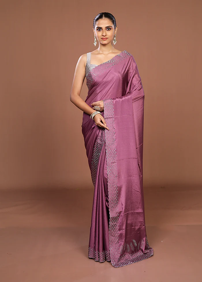 Purple Dupion Silk Saree With Blouse Piece - Image 2