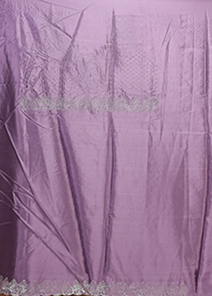 Purple Dupion Silk Saree With Blouse Piece - Image 5