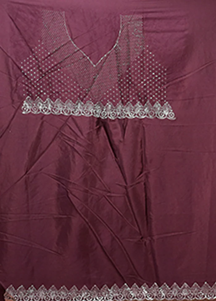 Purple Dupion Silk Saree With Blouse Piece - Image 5