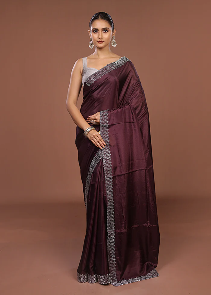 Purple Dupion Silk Saree With Blouse Piece - Image 2