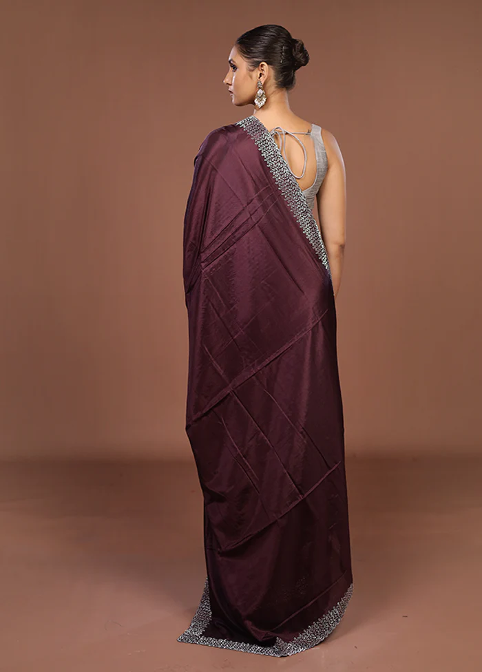 Purple Dupion Silk Saree With Blouse Piece - Image 3