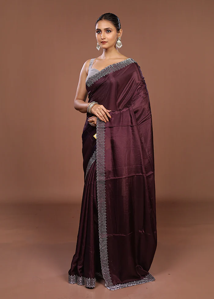 Purple Dupion Silk Saree With Blouse Piece - Image 4