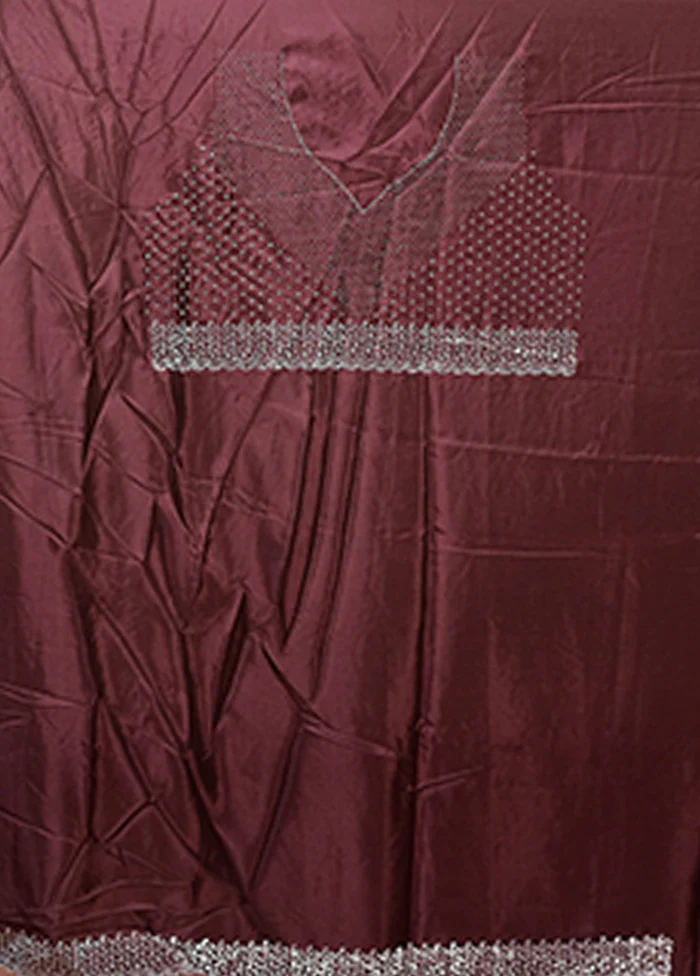 Purple Dupion Silk Saree With Blouse Piece - Image 5