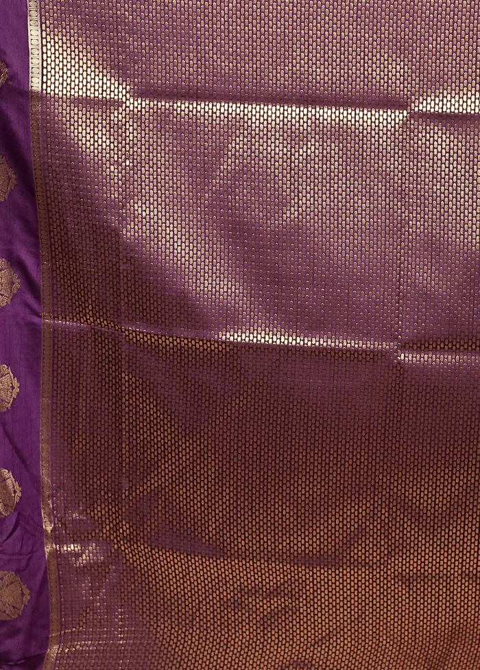 Purple Dupion Silk Saree With Blouse Piece - Image 5