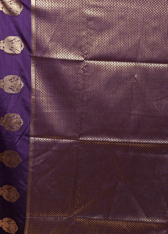 Purple Dupion Silk Saree With Blouse Piece - Image 5