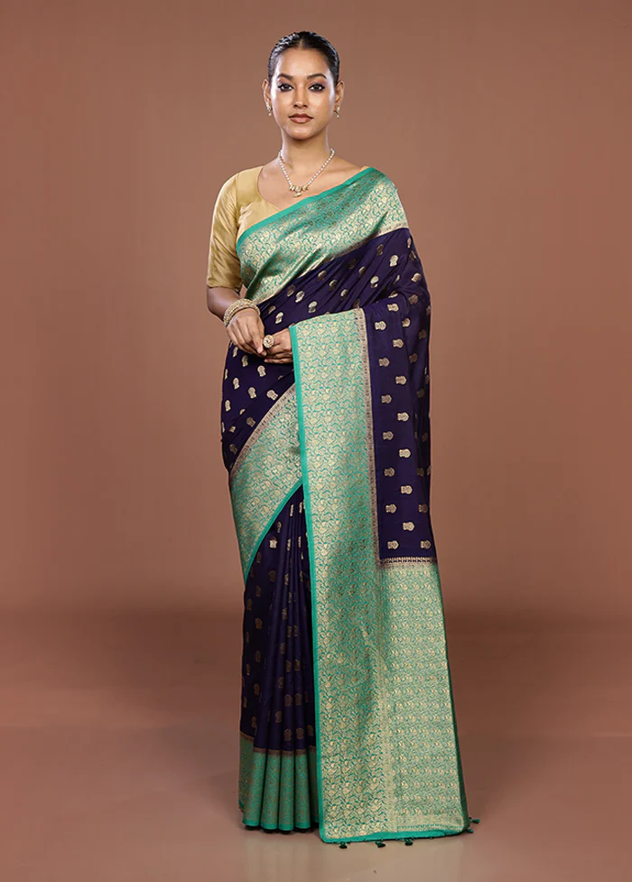 Purple Dupion Silk Saree With Blouse Piece - Image 2