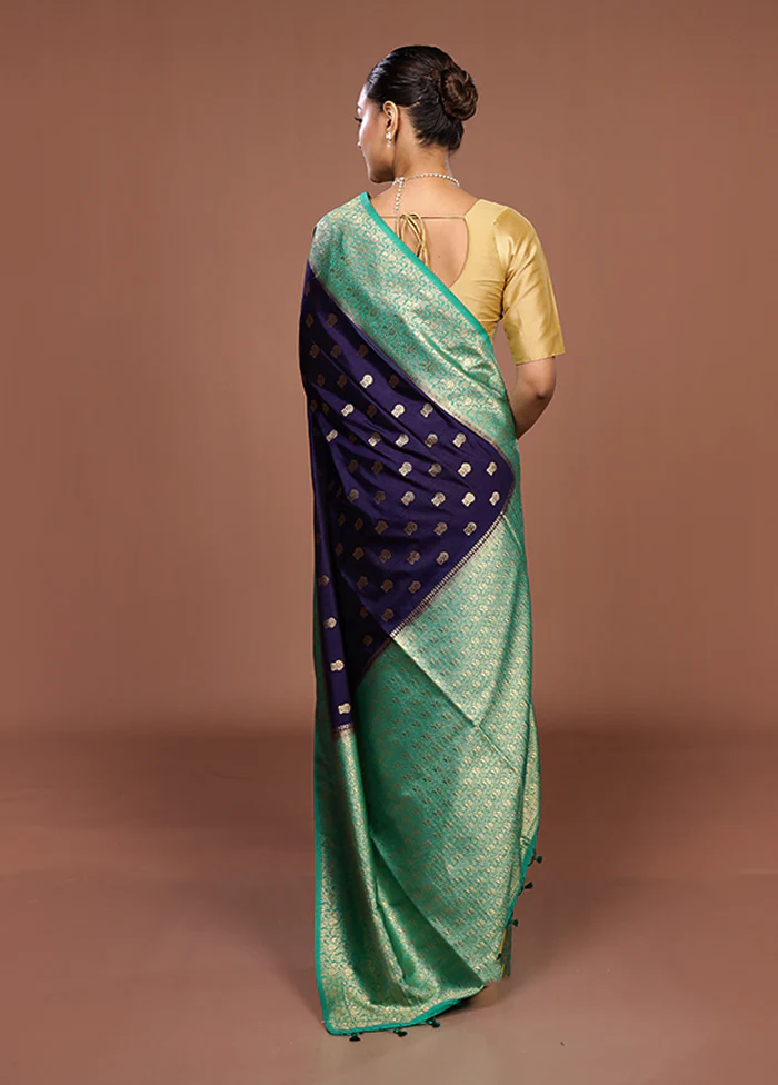 Purple Dupion Silk Saree With Blouse Piece - Image 3