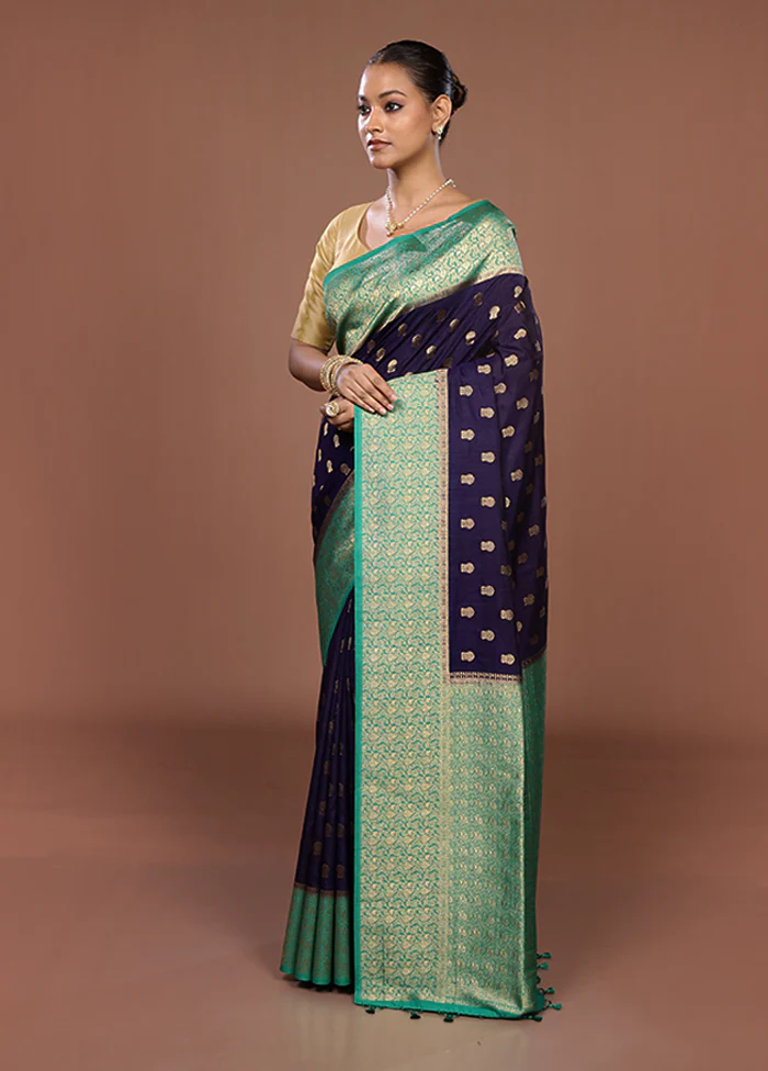 Purple Dupion Silk Saree With Blouse Piece - Image 4