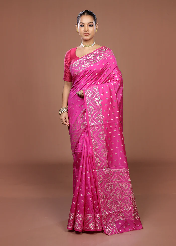 Purple Dupion Silk Saree With Blouse Piece - Image 2