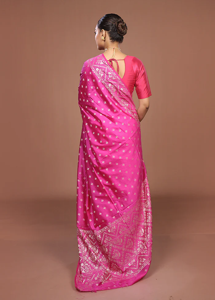 Purple Dupion Silk Saree With Blouse Piece - Image 3