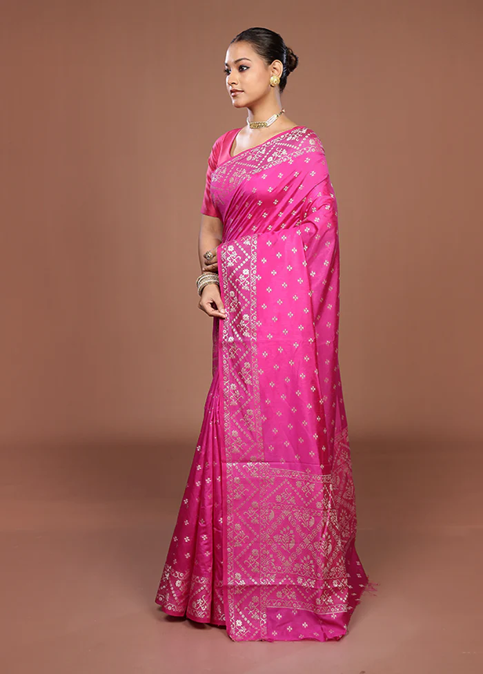 Purple Dupion Silk Saree With Blouse Piece - Image 4