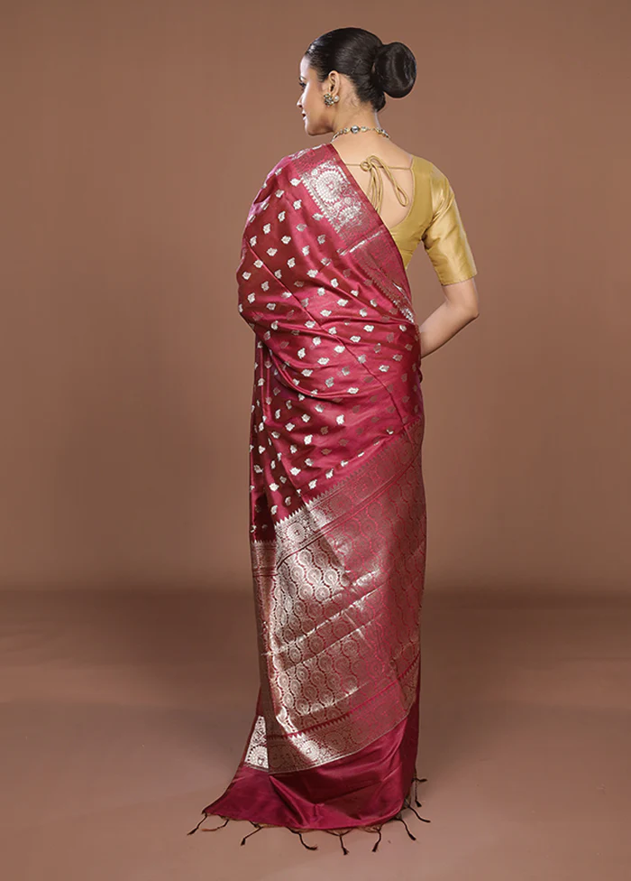 Purple Dupion Silk Saree With Blouse Piece - Image 3