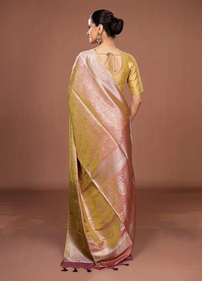 Purple Dupion Silk Saree With Blouse Piece - Image 3