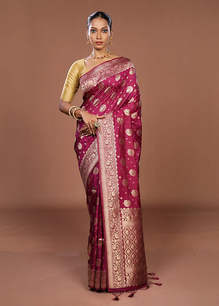 Purple Dupion Silk Saree With Blouse Piece - Image 2