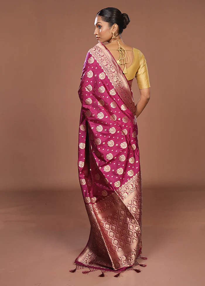 Purple Dupion Silk Saree With Blouse Piece - Image 3
