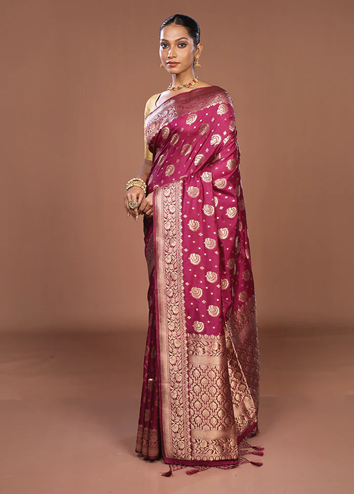 Purple Dupion Silk Saree With Blouse Piece - Image 4