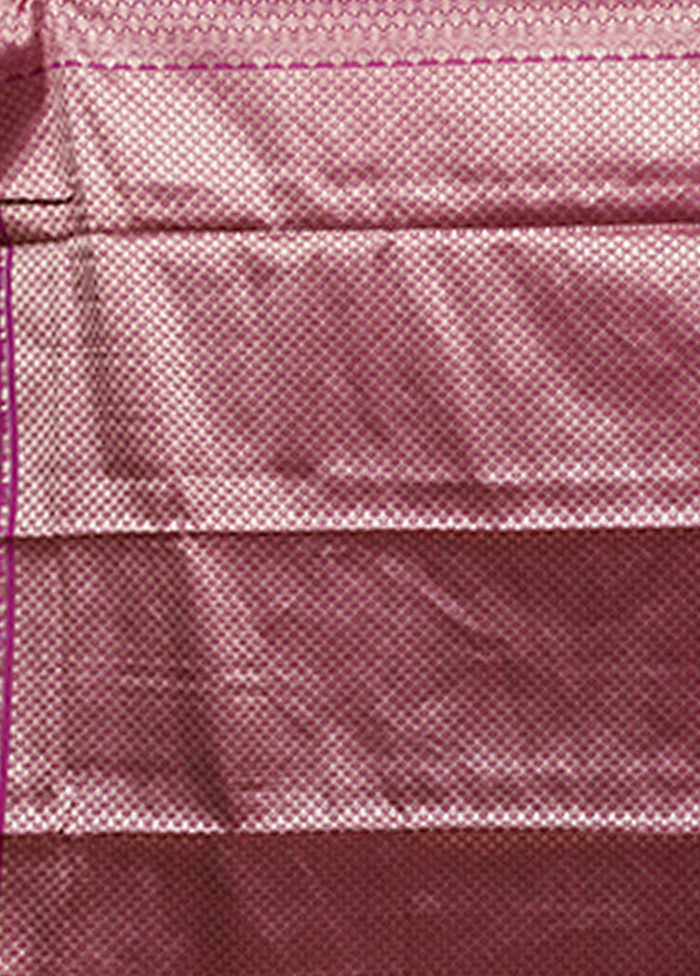 Purple Dupion Silk Saree With Blouse Piece - Image 5