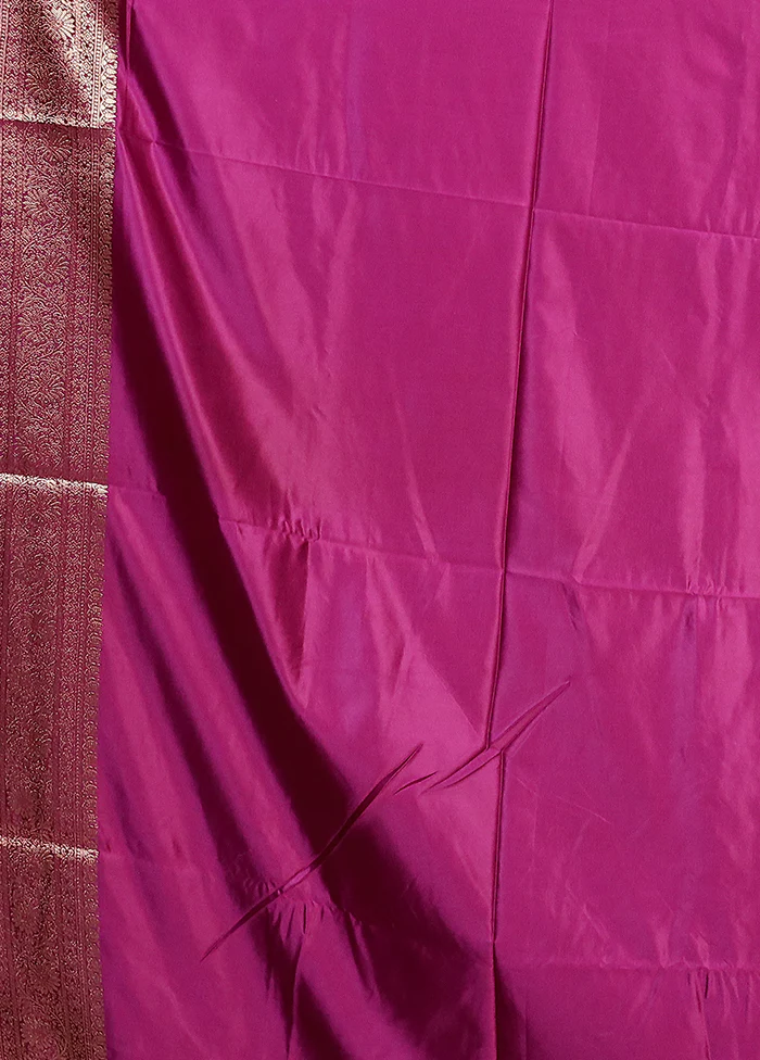 Purple Dupion Silk Saree With Blouse Piece - Image 5