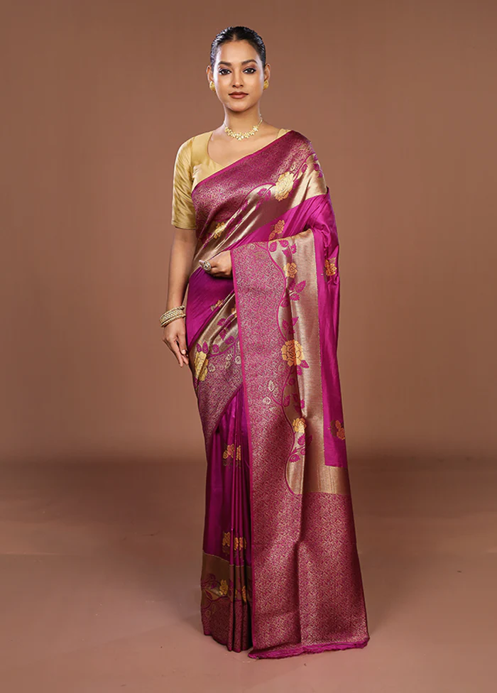 Purple Dupion Silk Saree With Blouse Piece - Image 2