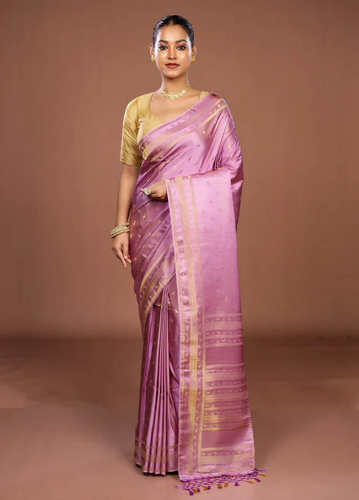Purple Dupion Silk Saree With Blouse Piece - Image 2