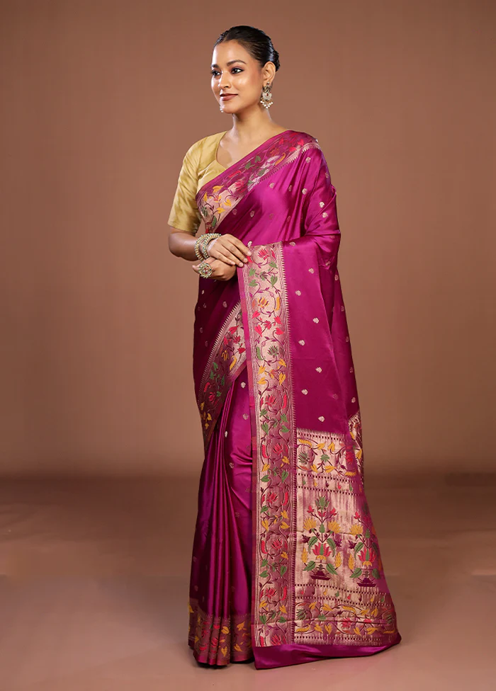 Pink Dupion Silk Saree With Blouse Piece - Image 4