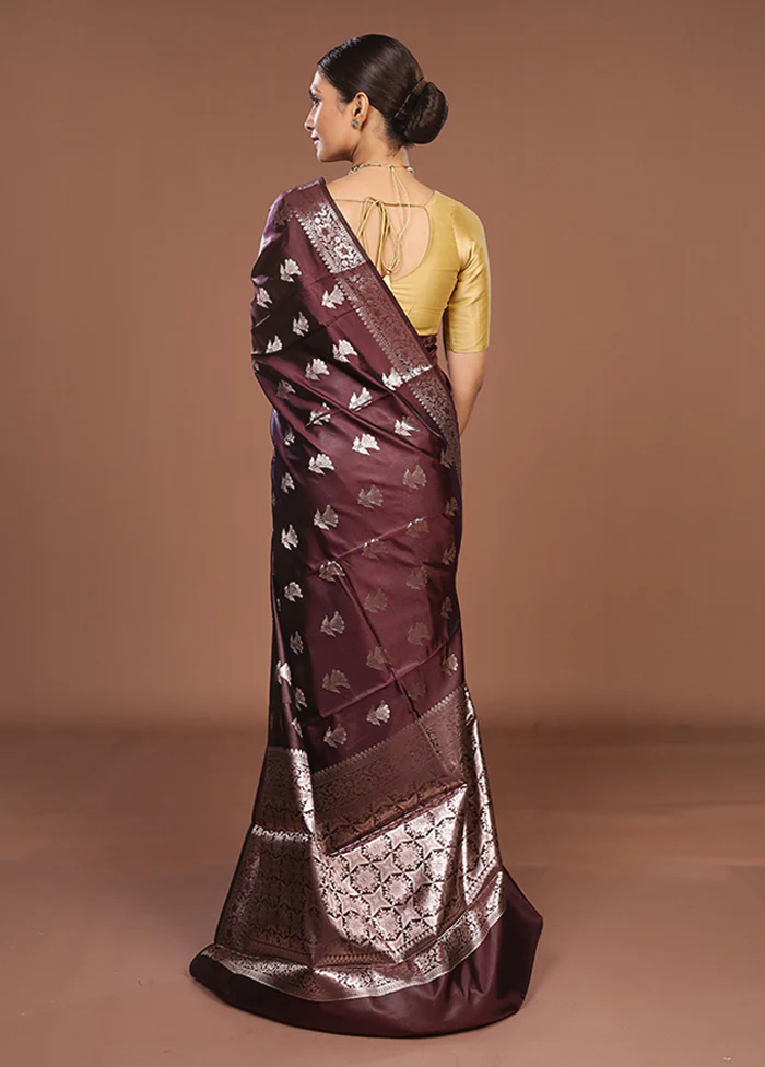 Purple Dupion Silk Saree With Blouse Piece - Image 3