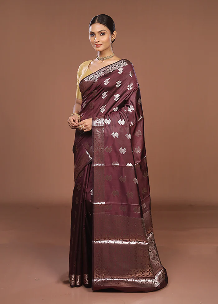 Purple Dupion Silk Saree With Blouse Piece - Image 4