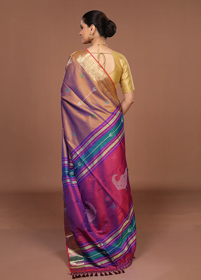 Brown Dupion Silk Saree With Blouse Piece - Image 3