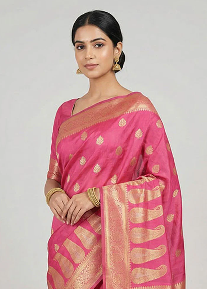 Purple Dupion Silk Saree With Blouse Piece - Image 2