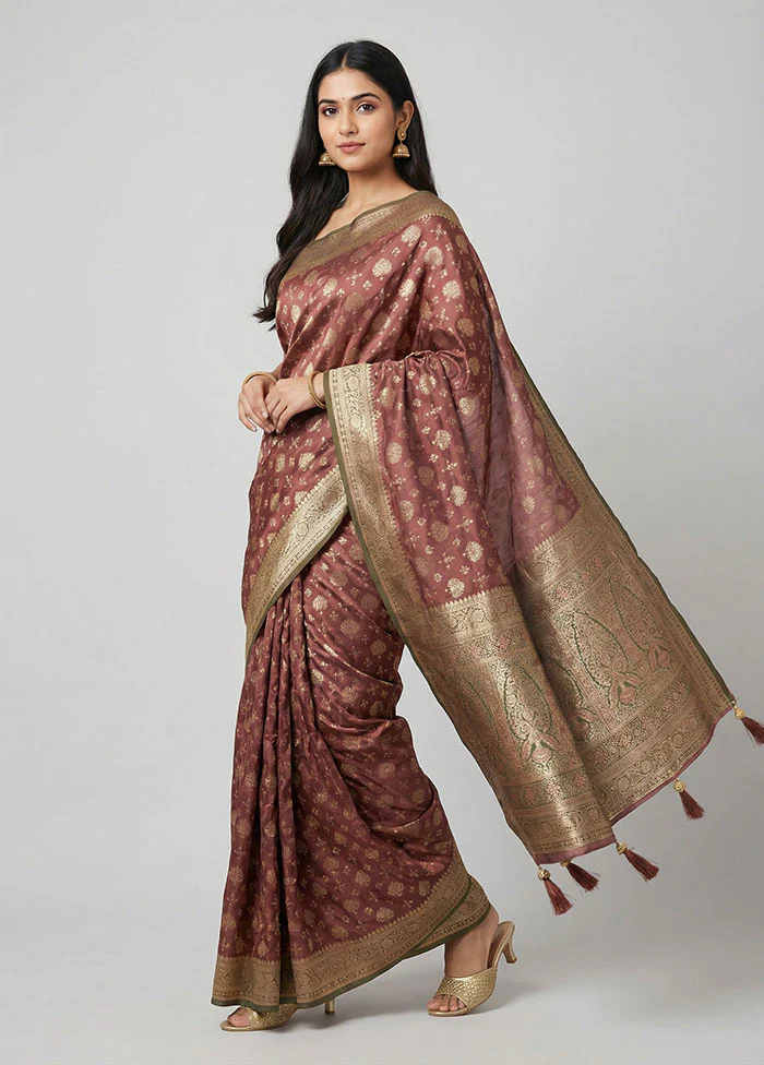 Purple Dupion Silk Saree With Blouse Piece