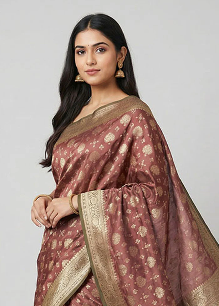 Purple Dupion Silk Saree With Blouse Piece - Image 2