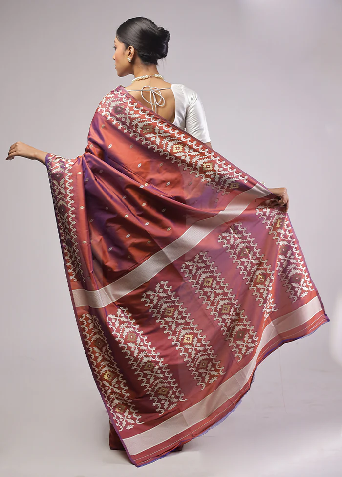 Purple Dupion Silk Saree With Blouse Piece - Image 3