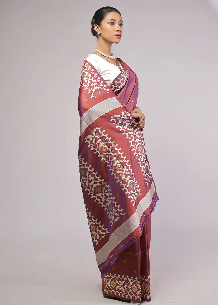 Purple Dupion Silk Saree With Blouse Piece - Image 4