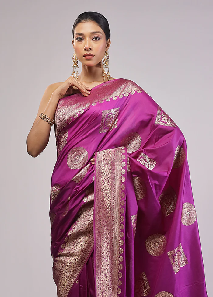 Purple Dupion Silk Saree With Blouse Piece