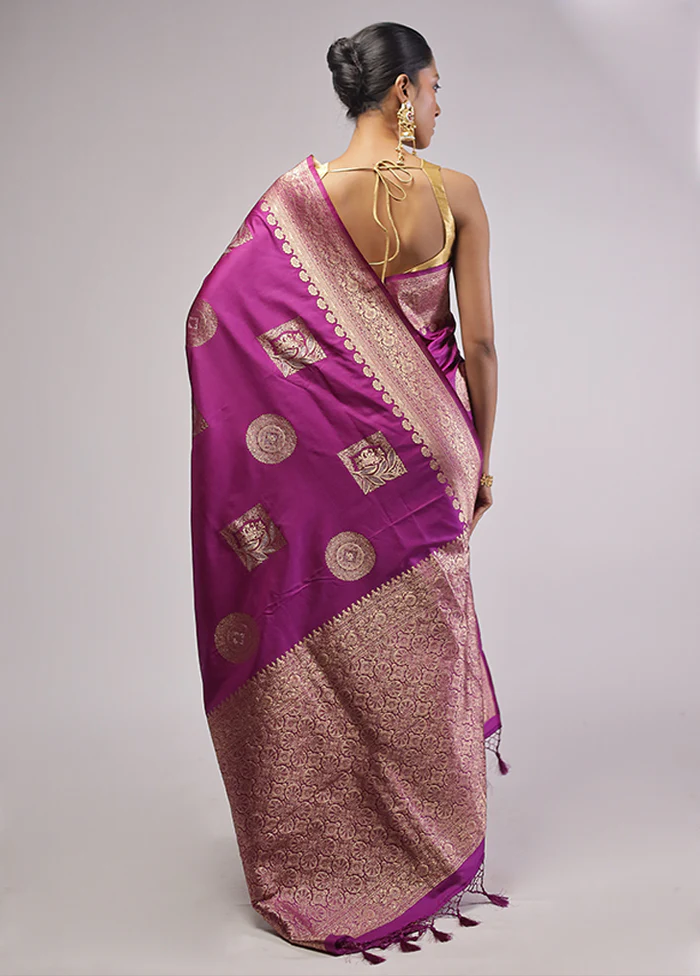 Purple Dupion Silk Saree With Blouse Piece - Image 3