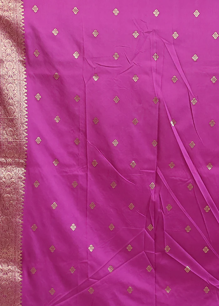 Purple Dupion Silk Saree With Blouse Piece - Image 5