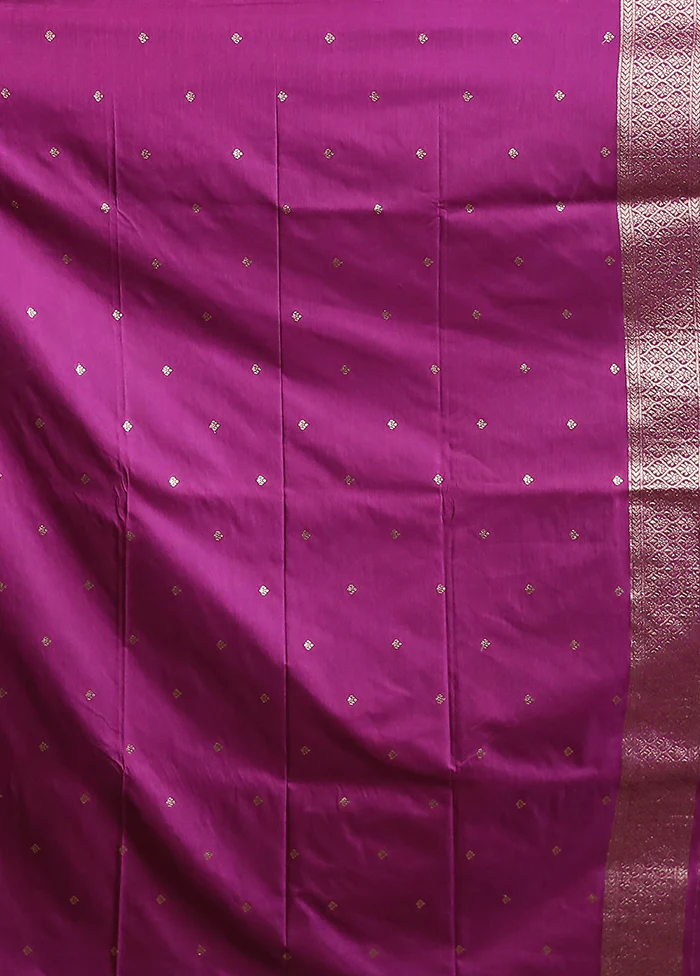 Purple Dupion Silk Saree With Blouse Piece - Image 5