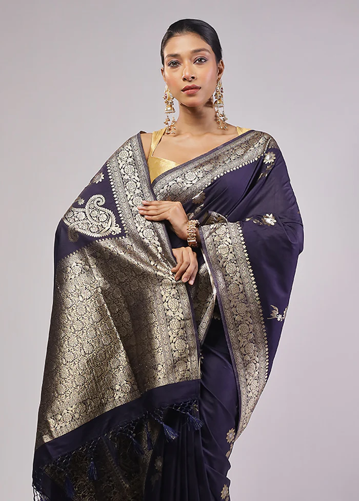 Purple Dupion Silk Saree With Blouse Piece