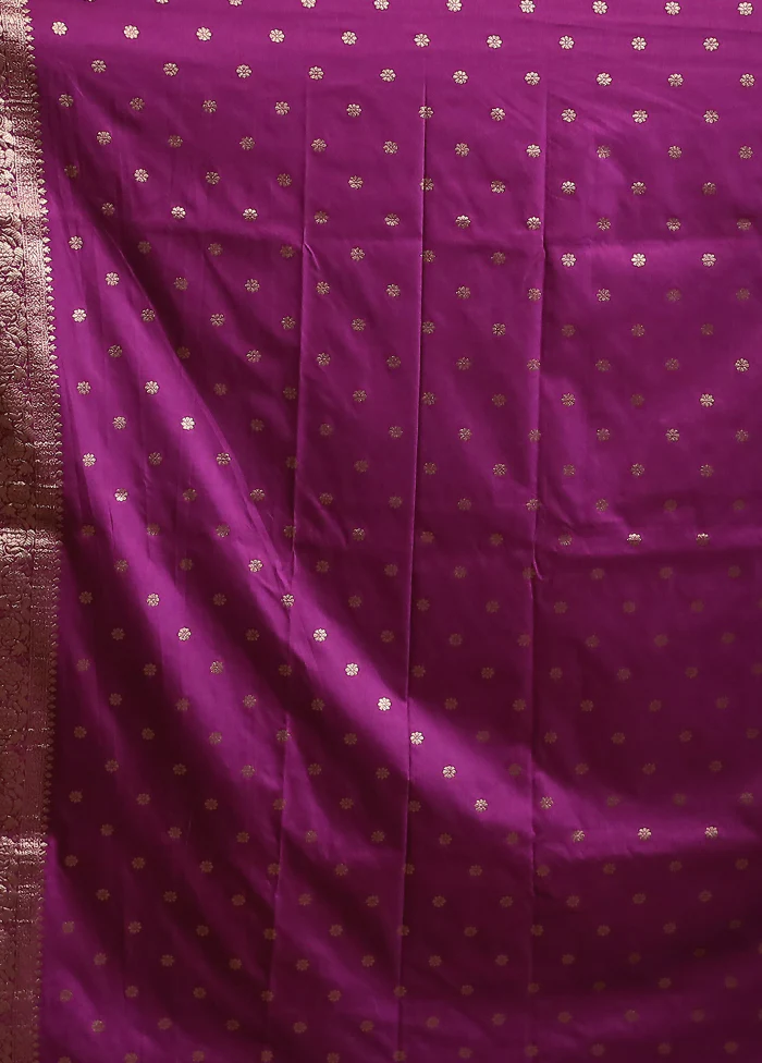 Purple Dupion Silk Saree With Blouse Piece - Image 5