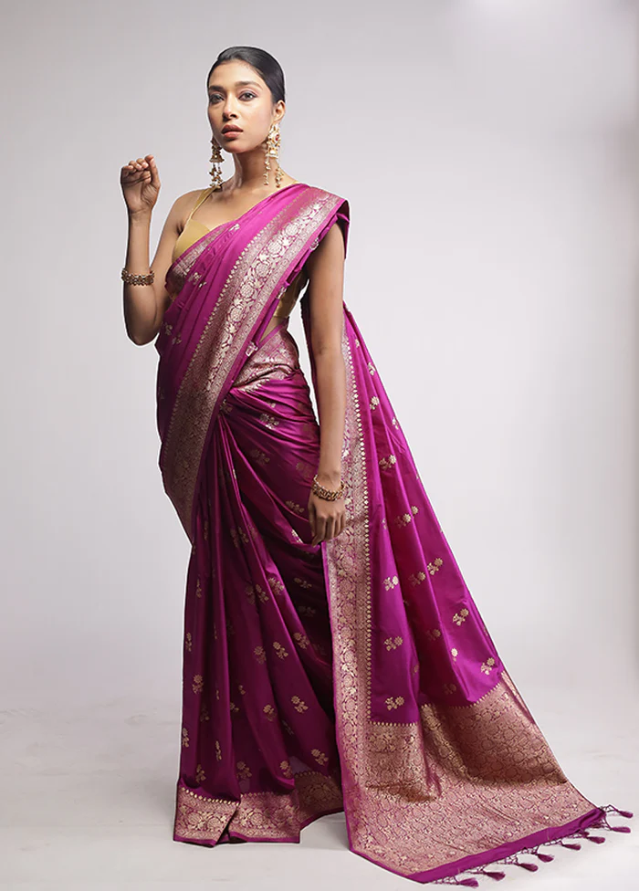 Purple Dupion Silk Saree With Blouse Piece - Image 2