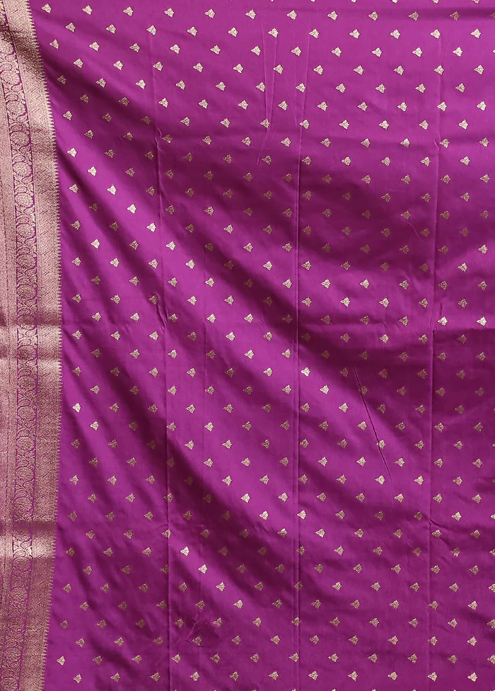 Purple Dupion Silk Saree With Blouse Piece - Image 5