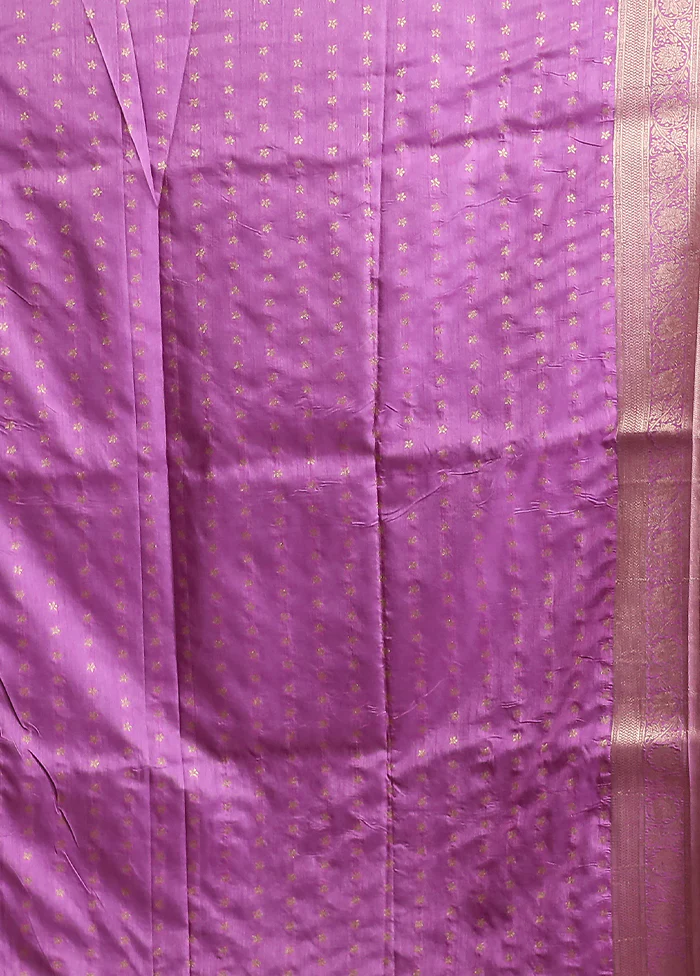 Purple Dupion Silk Saree With Blouse Piece - Image 5