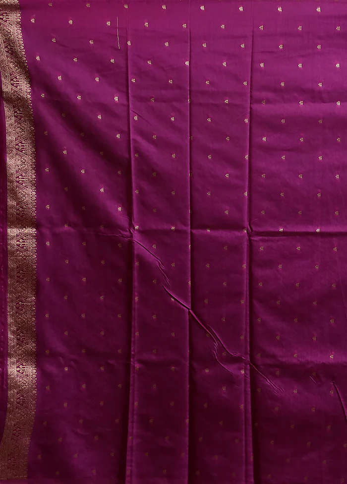 Purple Dupion Silk Saree With Blouse Piece - Image 5