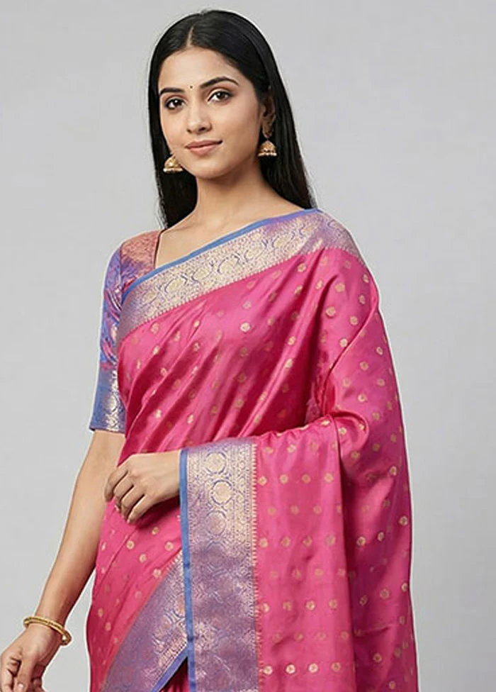 Purple Dupion Silk Saree With Blouse Piece - Image 2