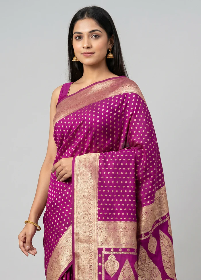 Purple Dupion Silk Saree With Blouse Piece - Image 2