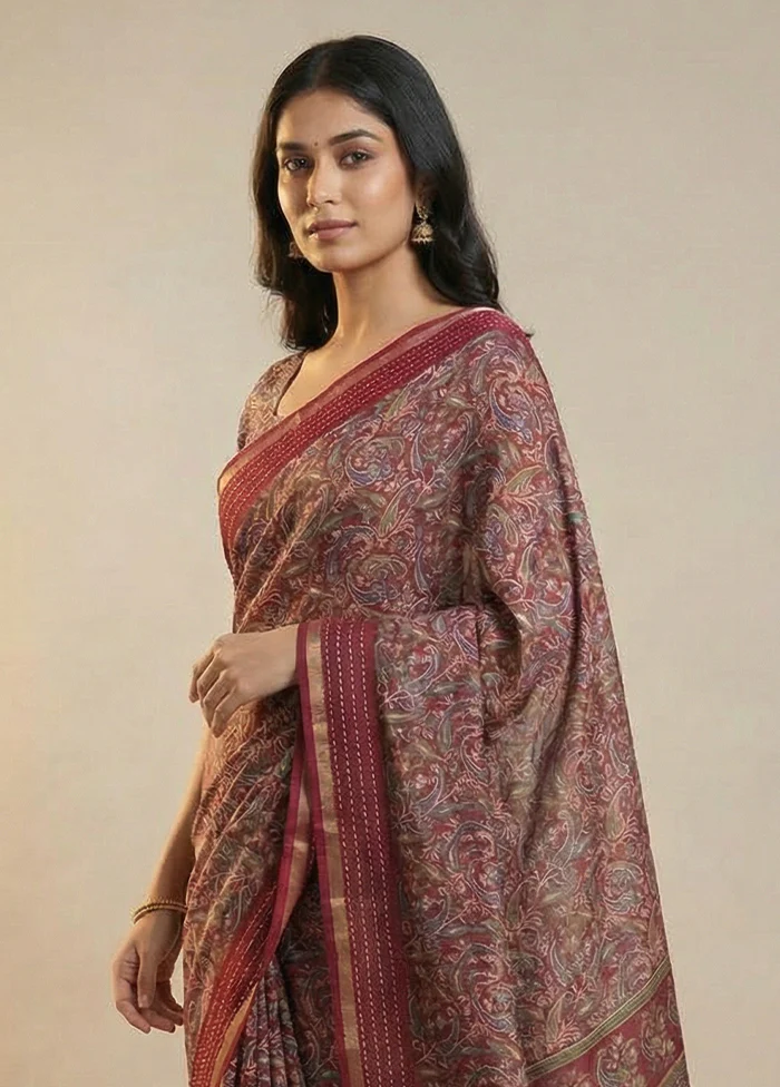Purple Dupion Silk Saree With Blouse Piece - Image 2