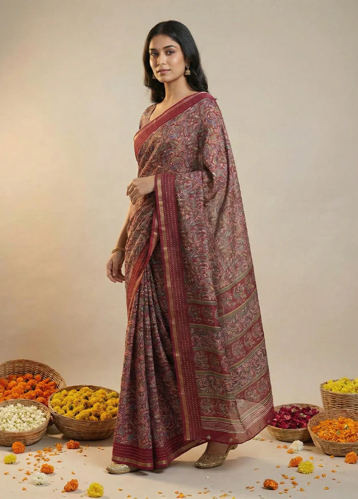 Purple Dupion Silk Saree With Blouse Piece - Image 4