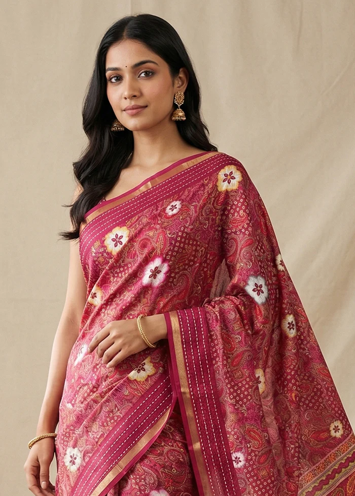 Purple Dupion Silk Saree With Blouse Piece - Image 2