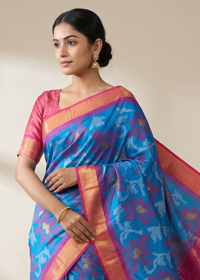 Purple Dupion Silk Saree With Blouse Piece - Image 2