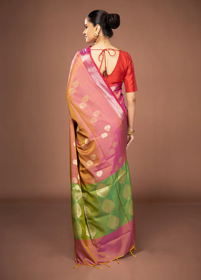 Purple Dupion Silk Saree With Blouse Piece - Image 3